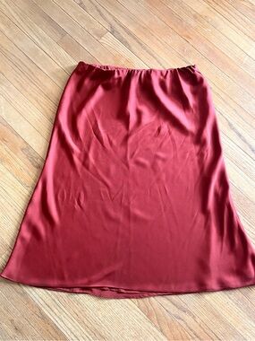 Vince Camuto Rust Satin Midi Skirt
